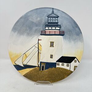 Sakura David Carter Brown Ceramic Decorative Plate Lighthouse Nautical